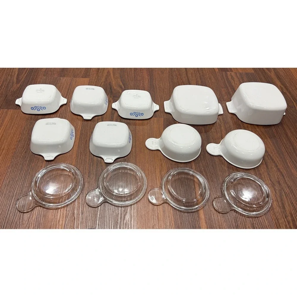 Vintage Corning Ware 5 Petite Pan P-41, 2 Grab it Bowls w 4 Lid, 2 Casserole